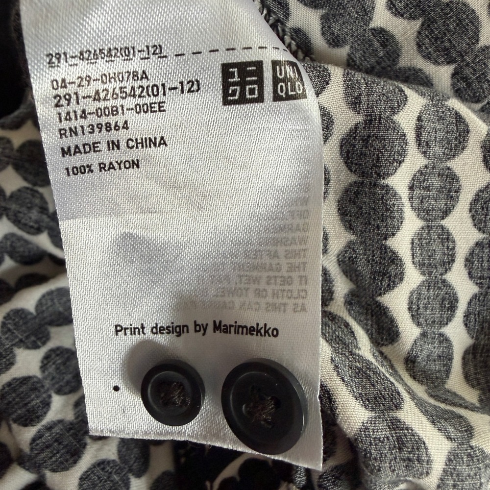 Marimekko x Uniqlo Pienet Kivet Long Sleeve Belted Jumpsuit Button Front sz L - Picture 6 of 10